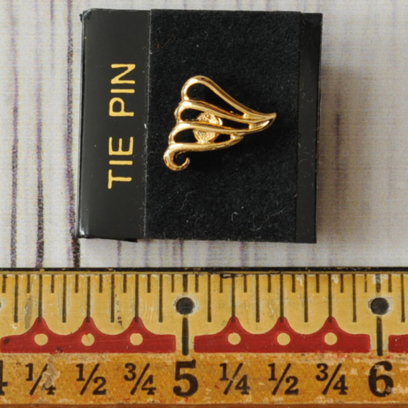 vintage gold tone art tie pin tack mens - Picture 7 of 8